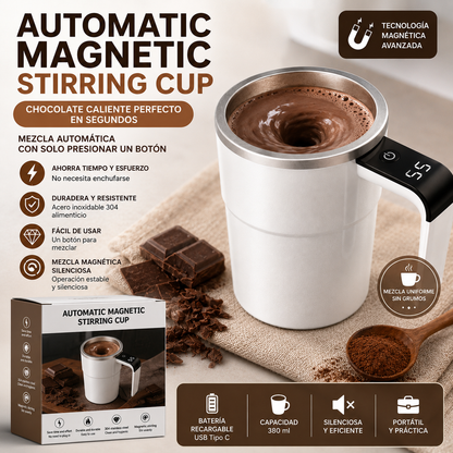 Taza Mezcladora Magnética Automática Recargable de Acero Inoxidable Autoagitadora para Café, Choco