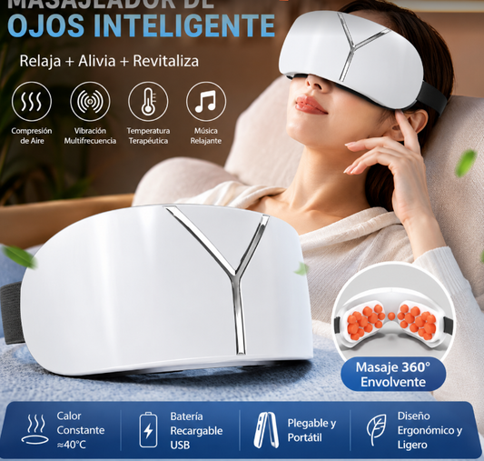Masajeador Inteligente para Ojos 4 en 1 | Calor Terapéutico, Compresión de Aire, Vibración y Música
